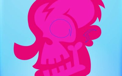 Illustratie pink skull