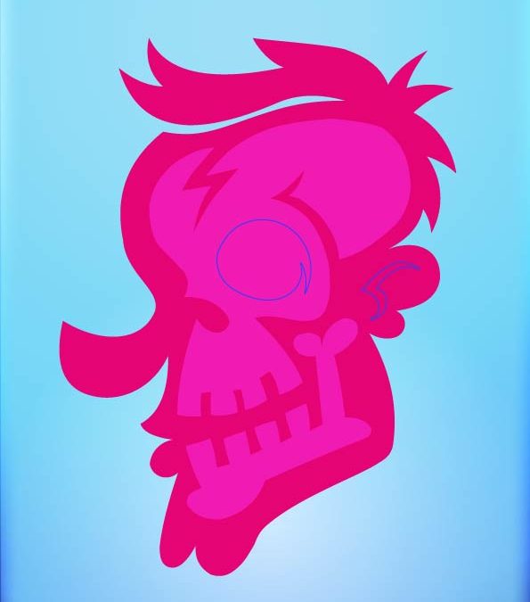 Illustratie pink skull